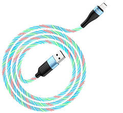 USB кабель Hoco U85 Charming night з ефектом біжить підсвічування iPhone 2.4A (1000mm) синій *