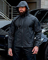 Демисезонная мужская ветрозащитная тактическая куртка soft весна осень, Полевая армейская куртка черная
