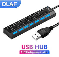 Хаб USB Концентратор 7 портов USB 2.0 кабель 30 см