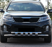 Защита переднего бампера (двойная нержавеющая труба - двойной ус)Honda CRV (12-16) d60х1,6мм