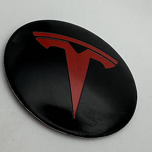 TESLA 56 мм наклейка металева чорна