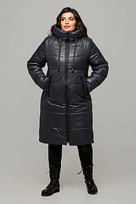 Тепле зимове стьобане пальто 50 52 розмір Соня графіт