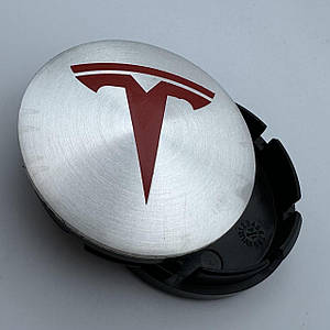 Ковпачок із логотипом Tesla 56 мм 51 мм сірі з червоним
