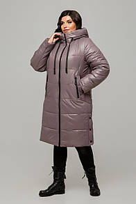 Тепле зимове стьобане пальто великий розмір 50 52 54 Соня мокко
