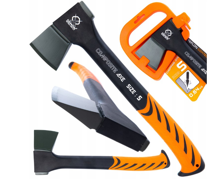 Сокира Demon M82815 розмір S 36.5 см 640 г з протектором із ручкою для перенесення Чорно-жовтогарячий, фото 1