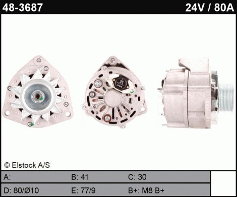 Генератор CA1593, 24V-80A, на Mercedes Actros 1831, 1840 96-, Atego 817, Vario 814 - фото 1 - id-p2403666