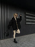 Чорна утеплена жіноча сорочка в стилі Oversize хутро баранчик-каракуль, фото 4