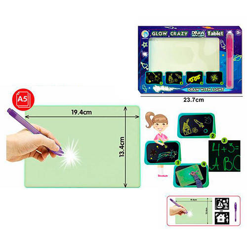Досточка для рисования 19-13см, рисуй светом, маркер-фонарик, трафарет ...