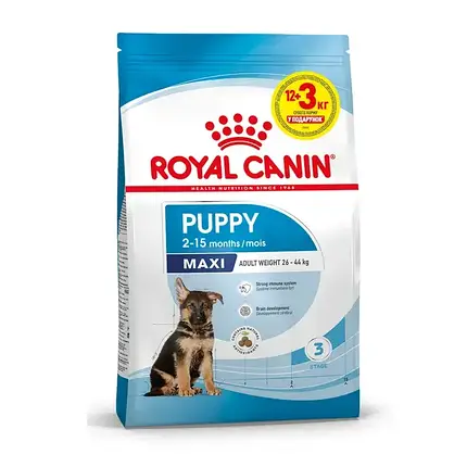 Сухий корм для цуценят Royal Canin Maxi Puppy 12+3 кг - домашня птиця, фото 1
