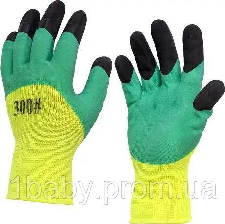 Купить Перчатки рабочие прорезиненные 300# ярко-зеленые (75858), цена ...