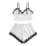 Жіноча рожева атласна піжама короткий топ низ шорти на резинці, фото 9