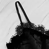 Жіноча рожева атласна піжама короткий топ низ шорти на резинці, фото 6