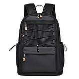 Рюкзак текстильний водовідштовхувальний місткий унісекс чорний, фото 2