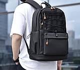 Рюкзак текстильний водовідштовхувальний місткий унісекс чорний, фото 4