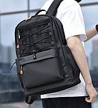 Рюкзак текстильний водовідштовхувальний місткий унісекс чорний, фото 5