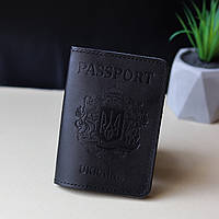 Обкладинка для паспорта "Passport+великий Герб України",чорна.