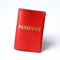 Обложка для паспорта "Passport", красная, с позолотой