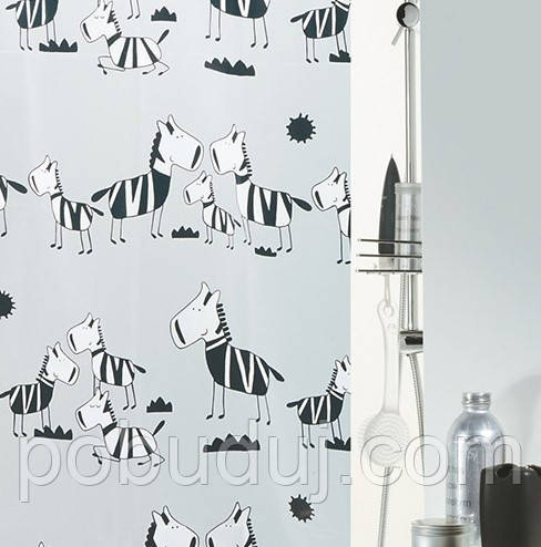 Шторка для ванної Spirella Zebi Pvc чорна 180x200см (10.40502), фото 1