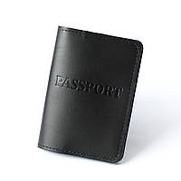 Кожаная обложка для паспорта "Passport", черная