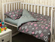 Комплект постільної білизни Руно Киця бязь 60х120см (932.115_Серденько)