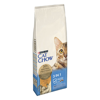 Сухой корм для взрослых котов с формулой тройного действия Cat Chow (Кэт Чау) 3 in 1 с индейкой 15 кг