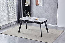 Стіл OSLO CERAMIC 120(180)*80 білий глянець/чорний каркас, фото 4