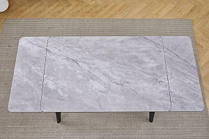 Стіл OSLO CERAMIC 120(180)*80 сірий глянець/чорний каркас, фото 3