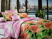 Комплект постельного белья Полиэстер Евро (200*215) "Персиковая роза"