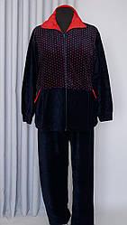 Велюровий спортивний костюм без капюшону в дрібний горошок (з XL по 4XL)