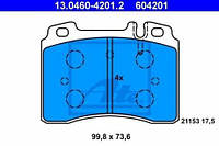 Тормозные колодки передние Mercedes:190W201 ,C-ClassW202 ,CLK ,E-ClassW124 ,E-ClassW210 ,SL (13046042012 ATE)