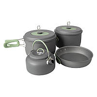 Набор туристической посуды Bo-Camp Explorer XL 4 Pieces Hard Anodized Grey/Green