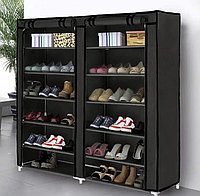 Тканевый шкаф для хранения вещей и обуви на 12 полочек 2712 Черный