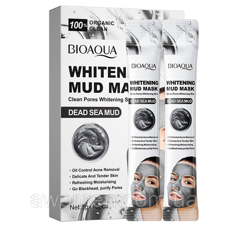 Маска для обличчя Bioaqua Dead Sea Mud Whitening Mud Mask (паковання 10 штук)