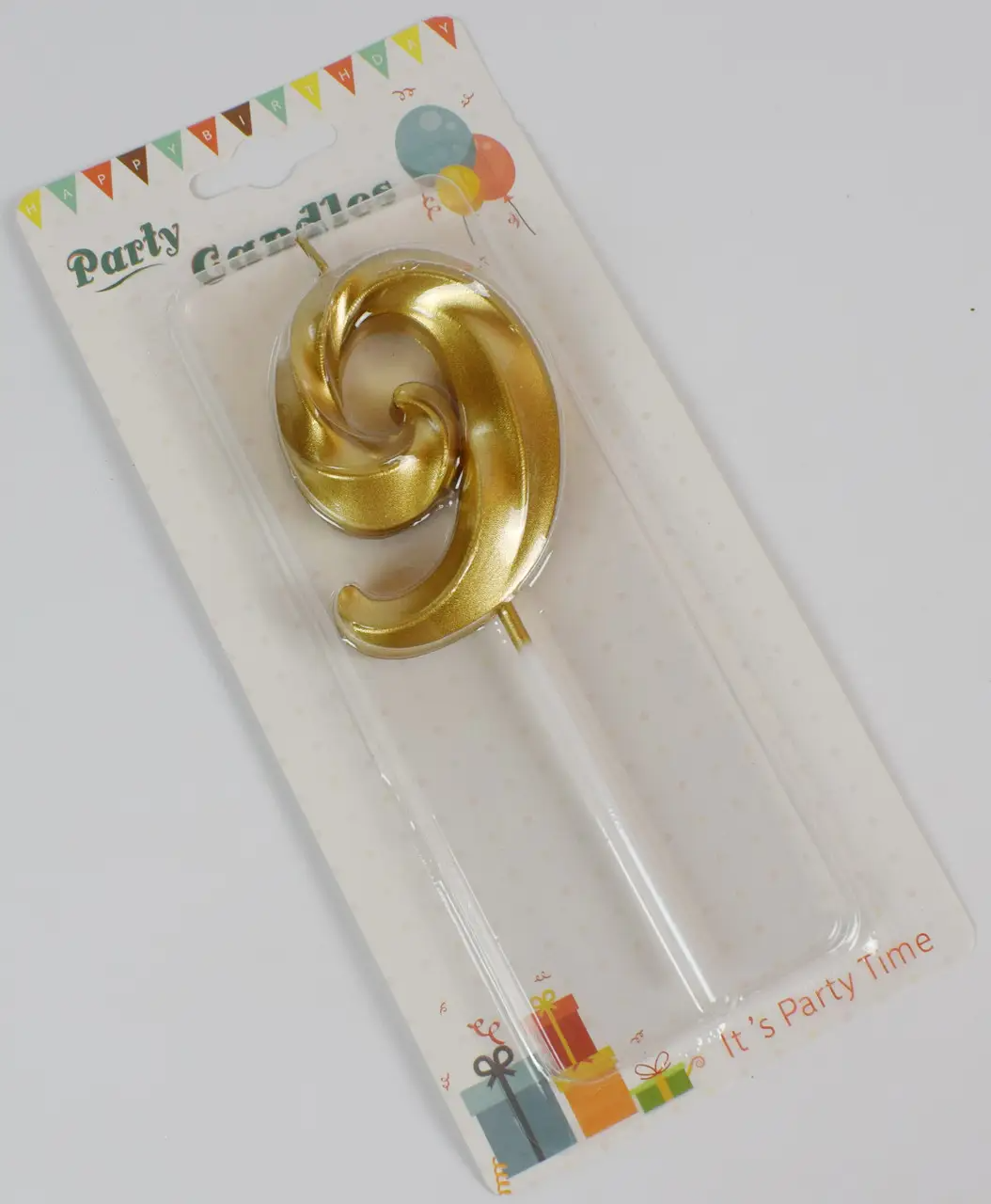 Свічка для торта цифра "9" Грація золота