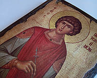 Икона Святого Пантелеймона ручной работы 20х26х2