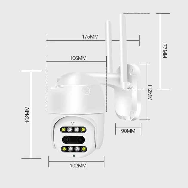 Беспроводная камера видеонаблюдения уличная поворотная PTZ WiFi Outdoor Camera CF26 HD1080P 2MP 4мм+12мм - фото 6 - id-p1972490893