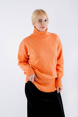 Жіночий светр теплий з горловиною оранжевий 2375 (2000000113609)