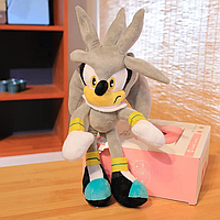 Мягкая игрушка Соник Сильвер 40см, оригинальная плюшевая игрушка Sonic из мультфильма, Серый
