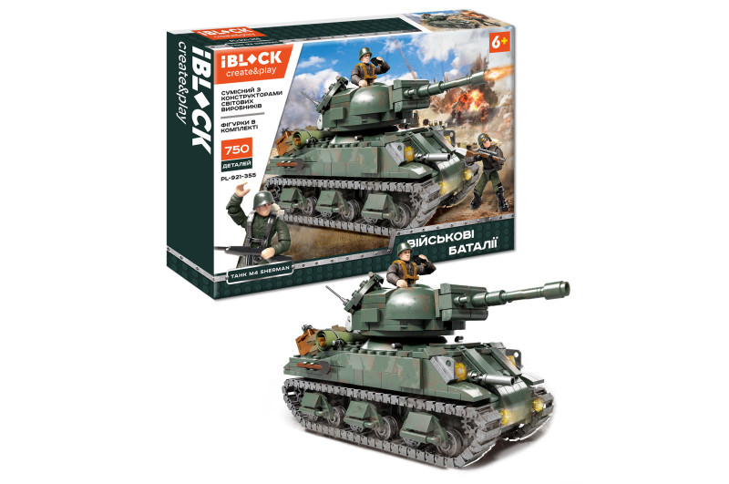 Конструктор IBLOCK Армія: Танк M4 Sherman, 750 деталей