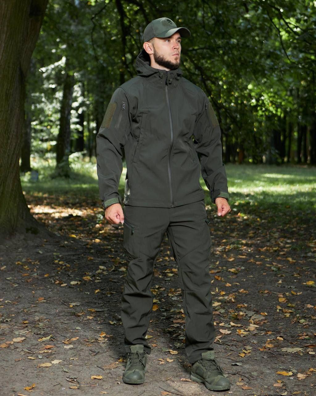 Військовий тактичний костюм штани і куртка Софтшелл Soft Shell Олива S-3XL