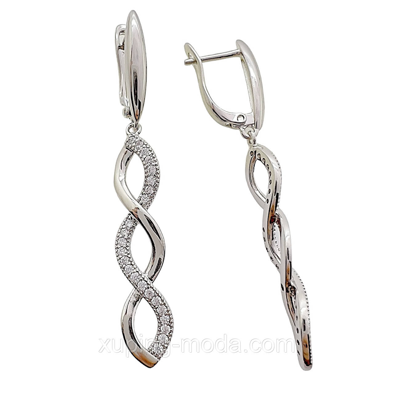 Сережки довгі xuping. 50 мм . Родій