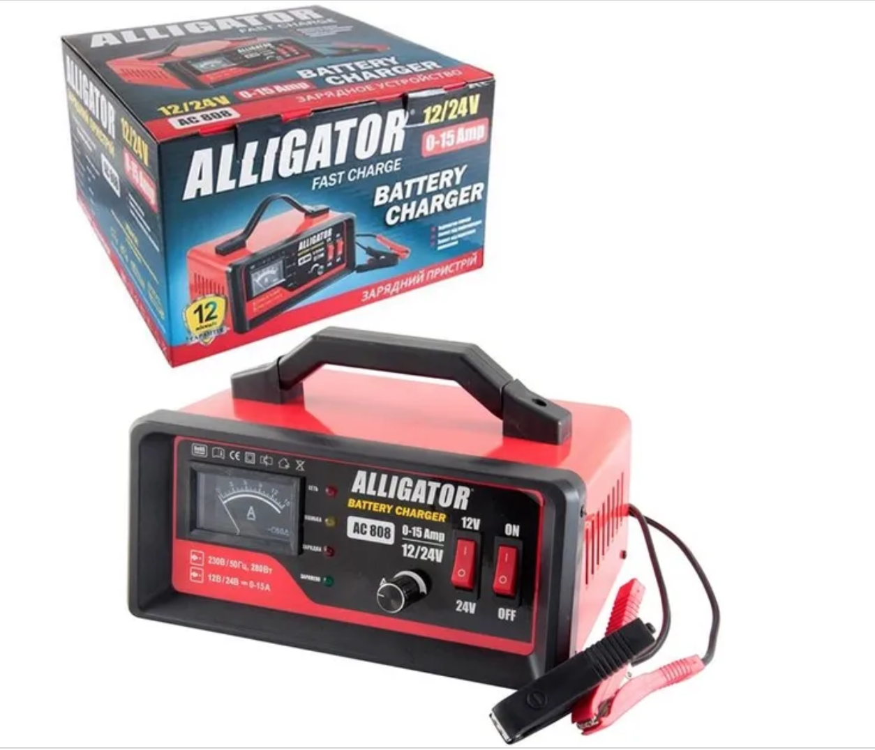 Потужний зарядний пристрій Alligator AC808 : 12/24 В, 15 А, 150 Ач