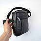 Сумка месенджер чоловіча чорна з натуральної шкіри 5 відділень для щоденного використання, фото 7
