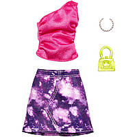 Одежда для кукол Барби Barbie Fashions Complete Look Pink Top, Tie-Dye Skirt HJT19