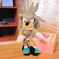 Мягкая игрушка Соник Сильвер 40см, оригинальная плюшевая игрушка Sonic из мультфильма, Серый