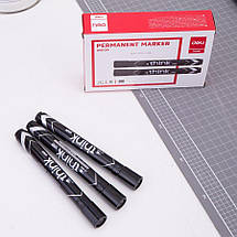 Маркер перманентний Deli EU10120 чорний, 1,5-5 мм, клиноподібний (для ламінованих цінників), фото 3