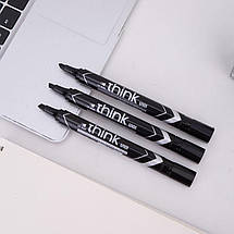 Маркер перманентний Deli EU10120 чорний, 1,5-5 мм, клиноподібний (для ламінованих цінників), фото 4