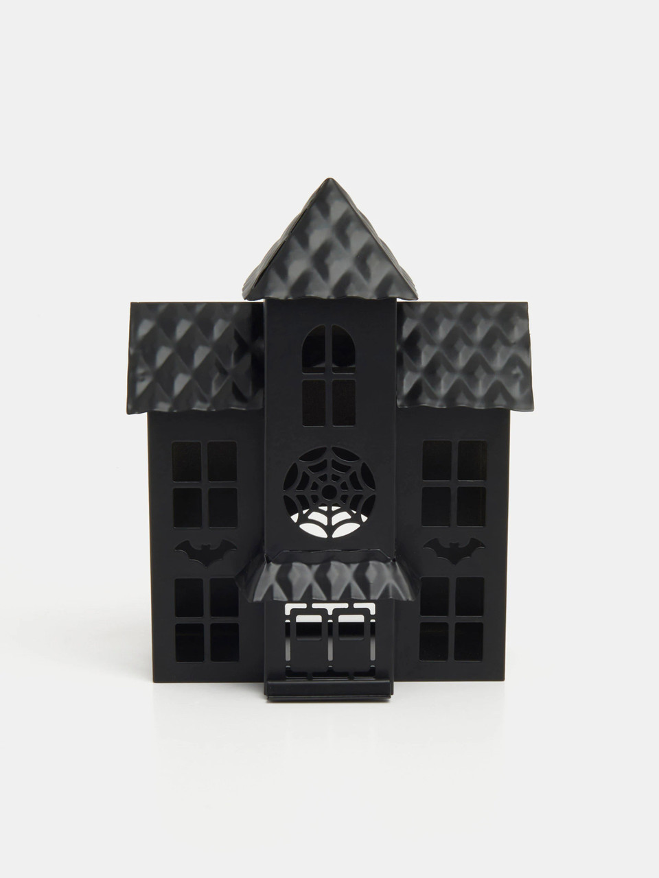 Декор Хелловін металевий будинок свічник чорний великий