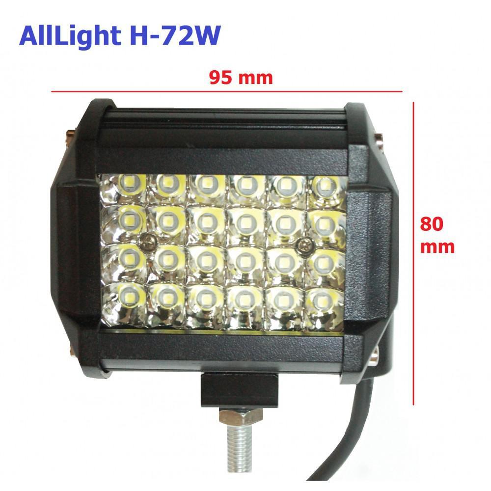 Світлодіодна фара AllLight H-72W 24chip EPISTAR spot 9-30V