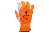 Перчатки Intertool защитные - комбинированная козья кожа флуоресцентная оранжевая 10"
